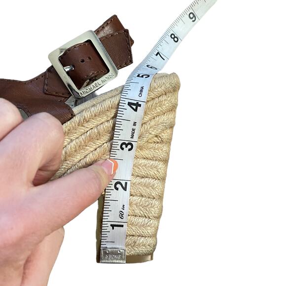 Michael Kors Wedges Block Heel Brown Leather 8.5 Chunky Heel Vacation Boho - Picture 3 of 9